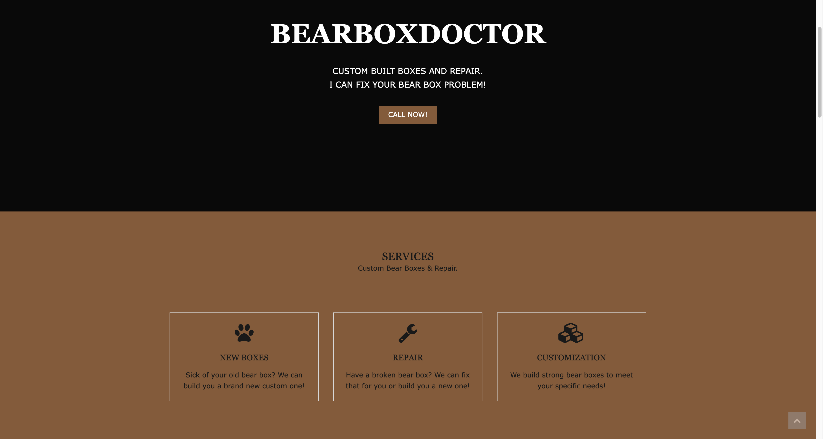 Desktop view of Bear box doctor company site