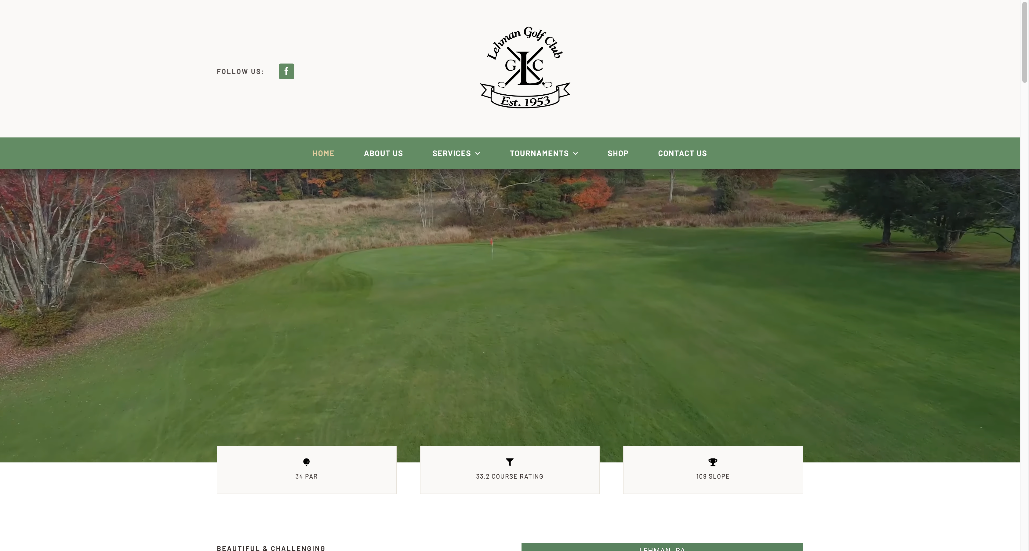 Desktop view of Lehman Golf Club company site